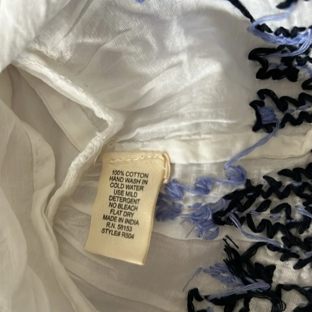 RAGA Anthropologie Embroidered Floral Cotton Mini Skirt in White & Purple